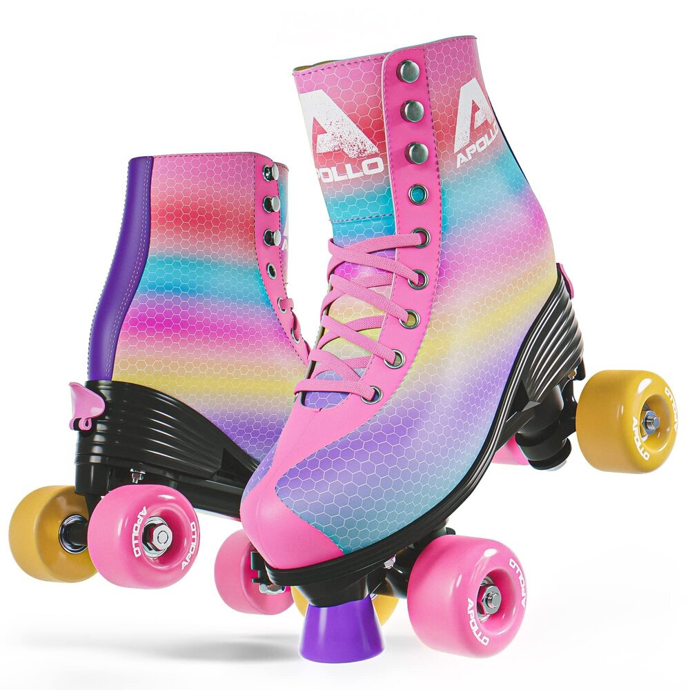 APOLLO ROLLER SKATES FOR WOMEN AND GIRLS - SIZE ADJUSTABLE QUAD SKATES WITH HIGH